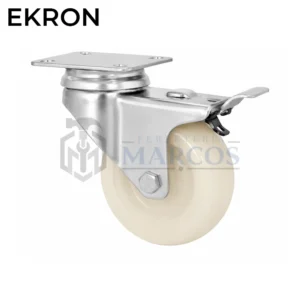 RUEDA 50MM PPL BLANCO CON BASE GIRATORIA CON FRENO