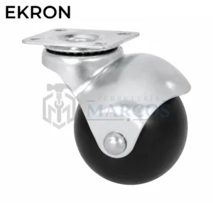 RUEDA 40MM GOMA NEGRA BOLITA CON BASE GIRATORIA