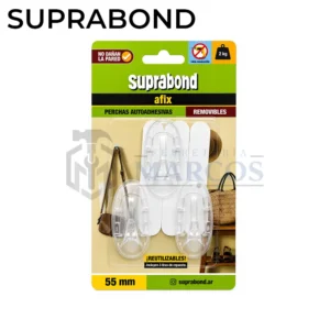 PERCHA AUTOADHESIVA REMOVIBLE 55MM TRANSP X 3 UNID