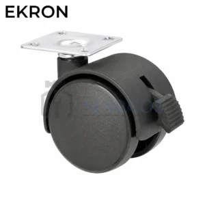 RUEDA 50MM NYLON DUAL CON BASE GIRATORIA CON FRENO