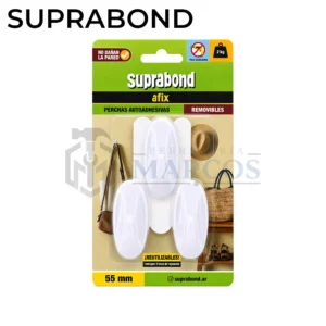 PERCHA AUTOADHESIVA REMOVIBLE 55MM BLANCA X 3 UNID