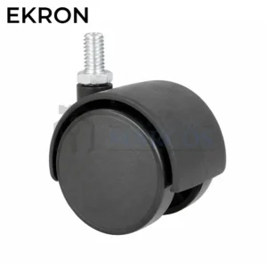 RUEDA 40MM NYLON DUAL CON PERNO ROSCADO 1/4"